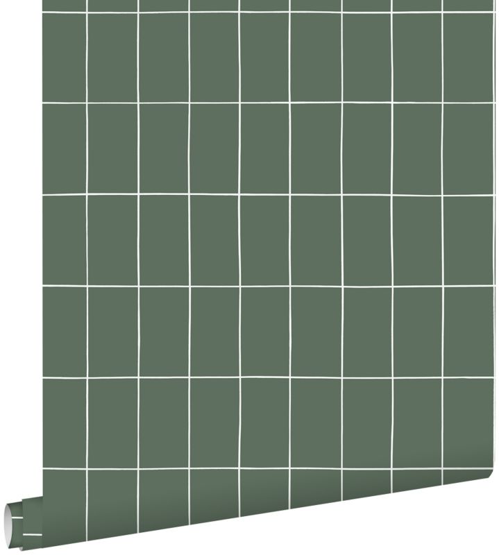 Tapeta ESTAhome małe kafelki szaro zielonymIbiałym 53 cm x 10.05 m - 1 rol.