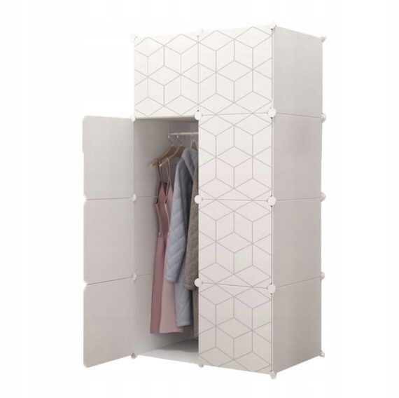 Szafa modułowa Rebiko geometric biała 147 cm