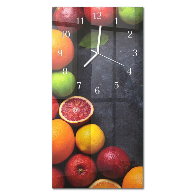 Zegar Ścienny Do Kuchni Tulup 30x60 cm z Białymi Wskazówkami Roślina Cytrusowa 1 szt.