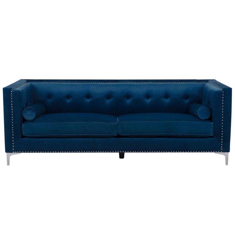 Sofa dla 3 osób Avaldsenes Welur Granatowy 1 szt.