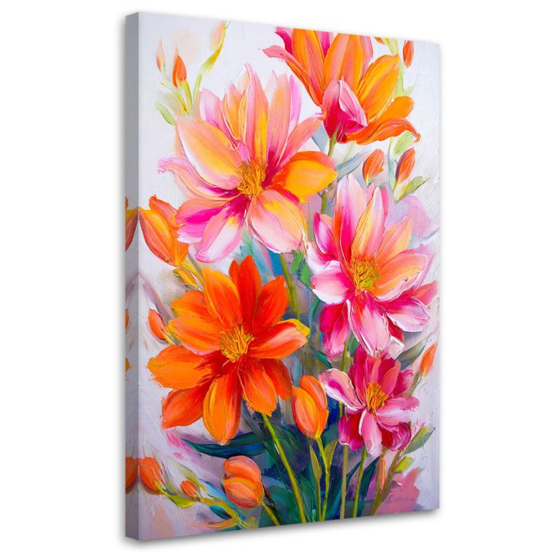 Obraz Feeby Kwiaty Akwarela Pomarańczowy Różowy 60x90cm 1szt