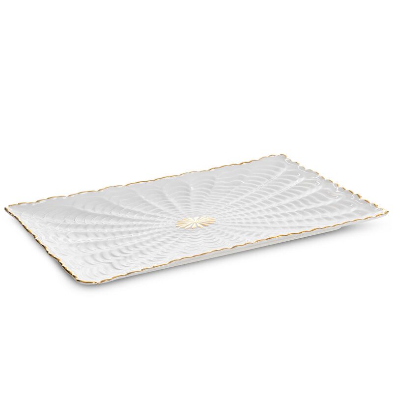 Patera ceramiczna Eurofirany 32 x 19 x 3 cm kremowa złota 1 szt.