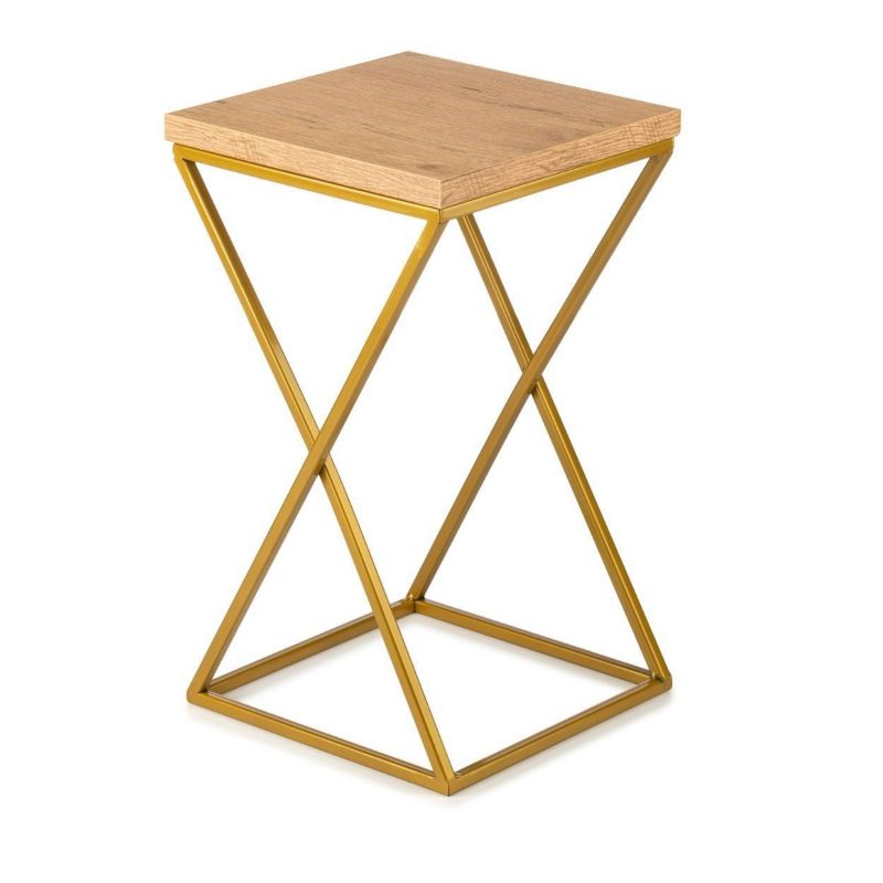 Kwietnik stojący HowHomely złoty blat MDF dąb lancelot 40x24x24 cm 1 szt.