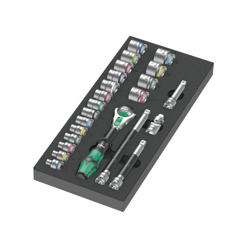 Zestawy kluczy z grzechotką Wera 9721 Zyklop 3/8" 8000 B, Set 1, 23 części, 05150111001, 1szt.
