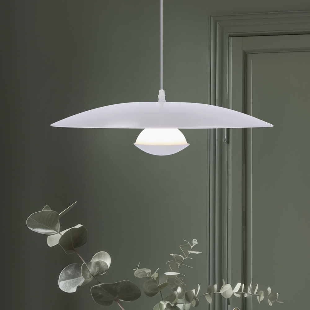 Biała lampa wisząca do jadalni i salonu 48 cm LUND metal