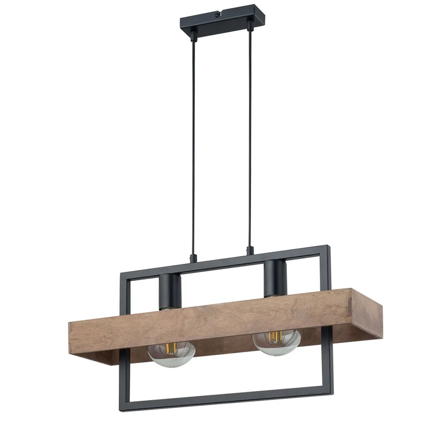 Sigma Lampa wisząca ROBIN 2 x E27 60W czarna+drewno
