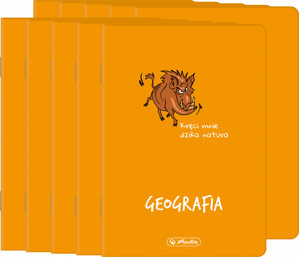 10x Zeszyt przedmiotowy w kratkę Herlitz ECO Geografia, A5, miękka oprawa, 60 kartek, pomarańczowy