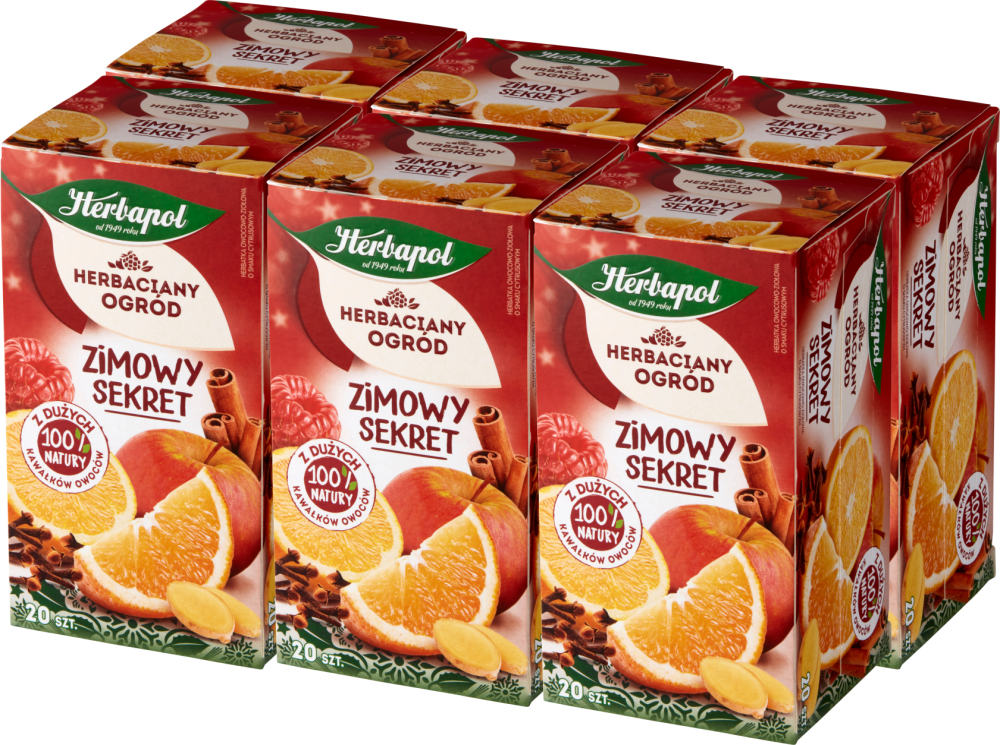 6x Herbata owocowo-ziołowa w torebkach Herbapol Herbaciany Ogród Zimowy Sekret, cytrusowy, 20 sztuk x 3g