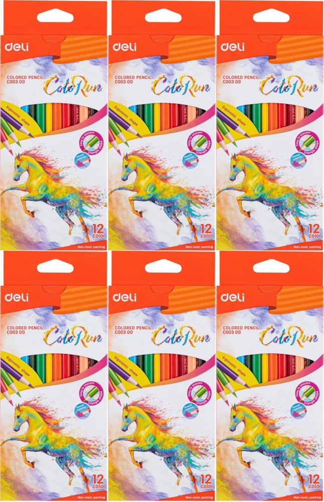 6x Kredki ołówkowe Deli Colorun EC00300, 12 sztuk, mix kolorów