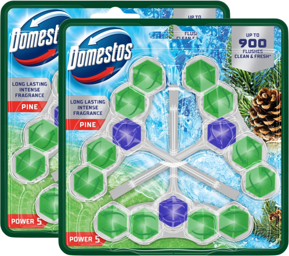 2x Zawieszka do WC Domestos Power 5, pine, 3x55g