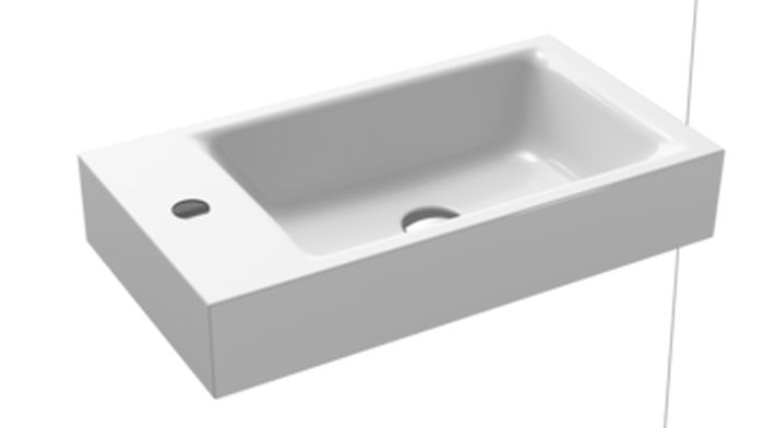Kaldewei Puro umywalka 55x30 cm ścienna prostokątna model 3162 lewa biała 901206393001