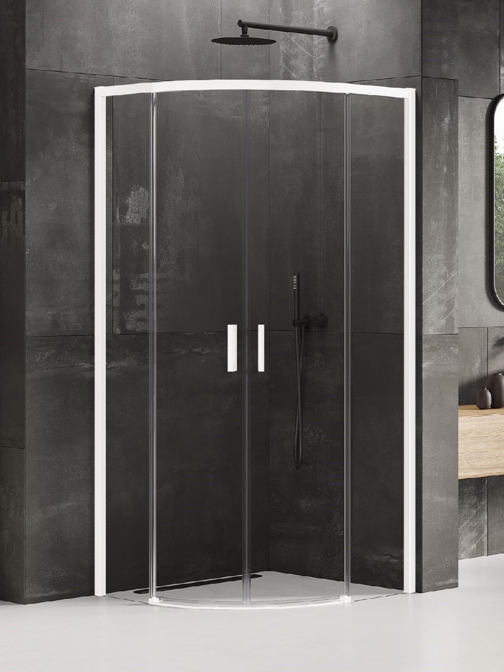 New Trendy Prime kabina prysznicowa 80x80 cm półokrągła biały mat/szkło przezroczyste K-3560