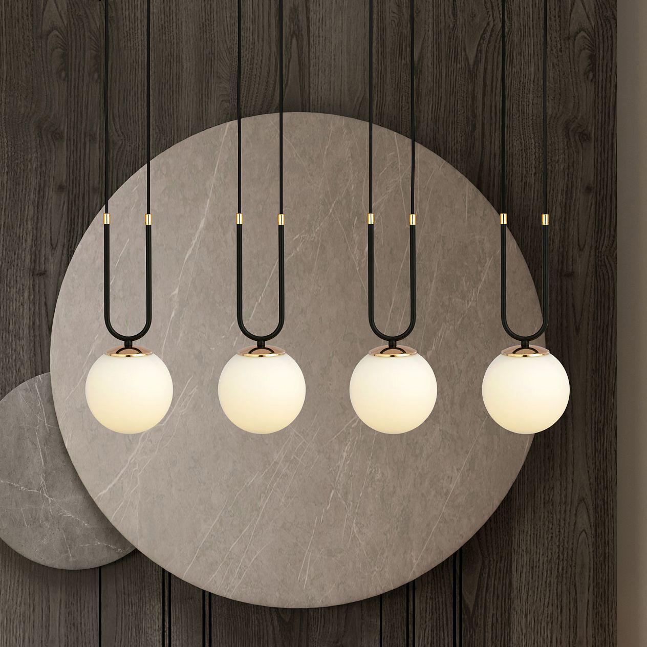 Emibig Glam lampa wisząca 4x10 W czarna-opal 1112/4