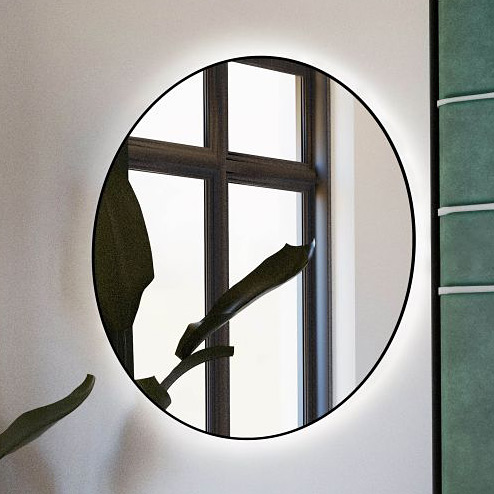 Baltica Design Bright lustro 70 cm okrągłe z oświetleniem LED czarne barwa zimna