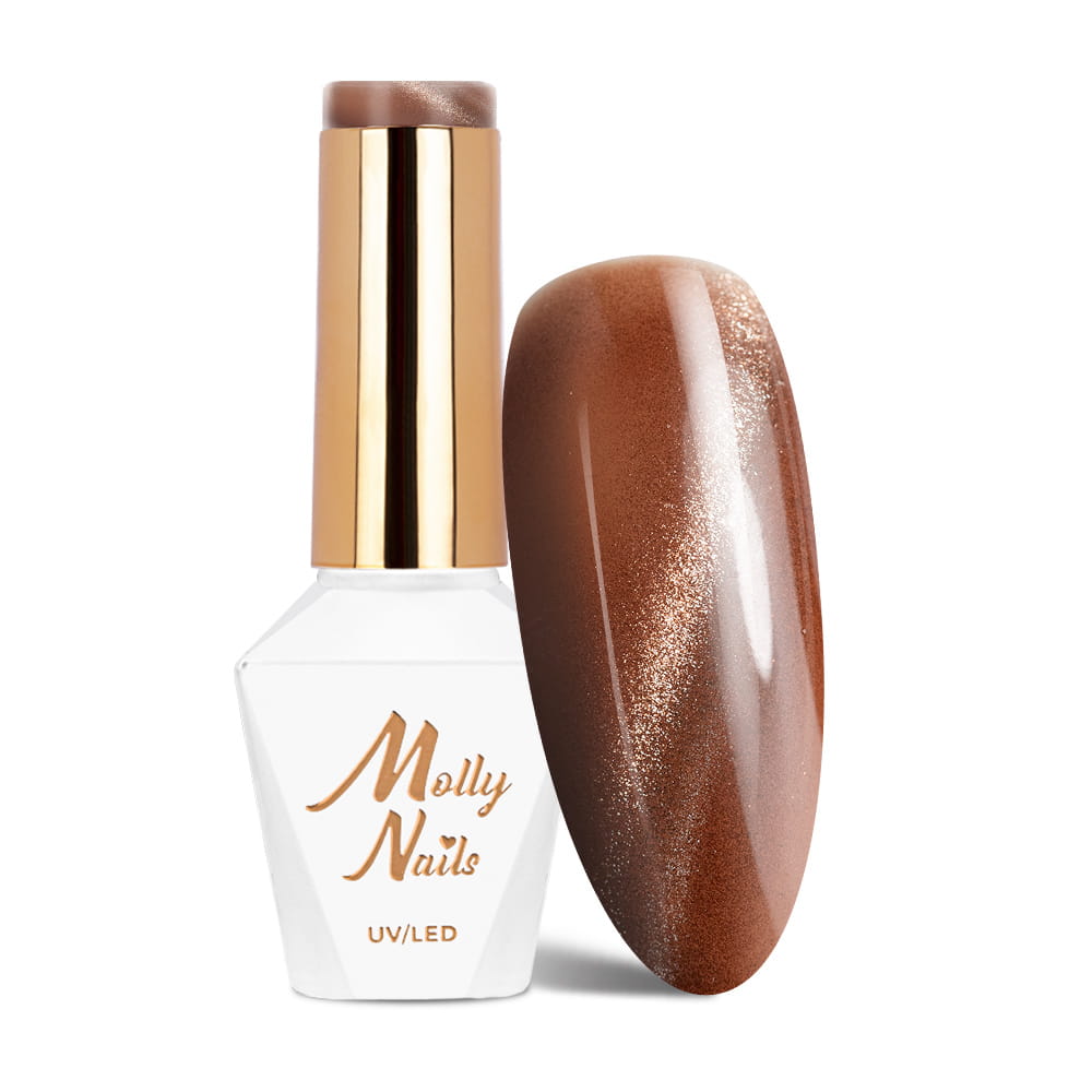 Lakier hybrydowy LED/UV Gel Polish Browns Cat Eye Metallic Nr 216 Molly Nails HEMA/Di-HEMA Free 8g