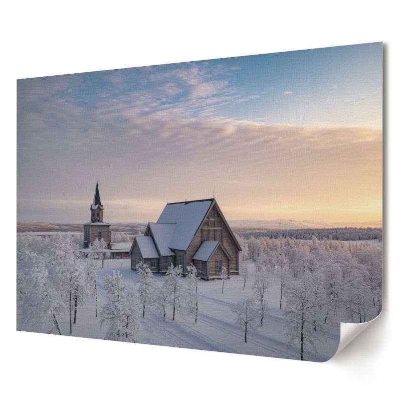 Plakat na ścianę Wallfluent Format A4 Zimowy kościół Artysta P. van B. 1 szt.
