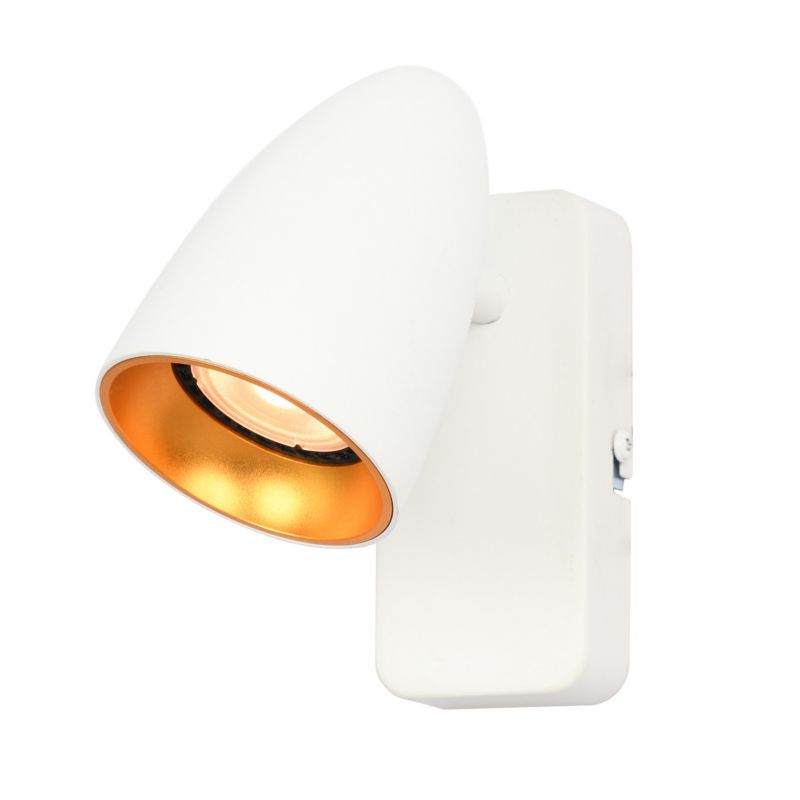 Kinkiet ścienny Italux Tino biało-złoty do sypialni 1 x GU10 x IP20 wym: 12 x 7 x 14 cm - 1 szt.