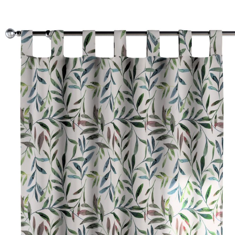 Zasłona na szelkach 1 szt. 130 x 245 cm Dekoria zielone gałązki na białym tle 1 szt.