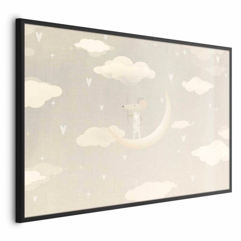 Plakat Artgeist Myszka na księżycu 60x40 cm z ramą czarną 1 szt