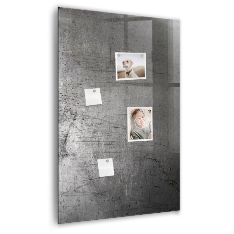 Szklana tablica magnetyczna Wallfluent 60x90 cm Porysowany metal Biały marker 1 szt.