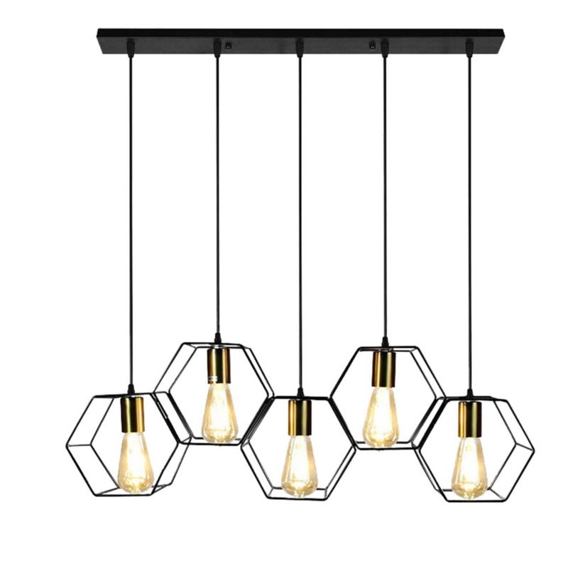 Lampa Sufitowa Wisząca Toolight App1133-5Cp Czarny Złoty