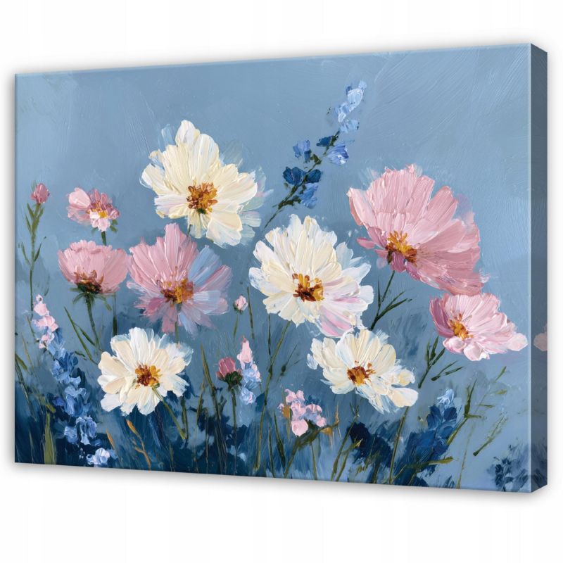 Obraz WALLARENA Do Sypialni Salonu Na Płótnie Kwiaty Akwarela Kwiaty polne Niebieski 60x40 cm SPP16461O4 1 szt.