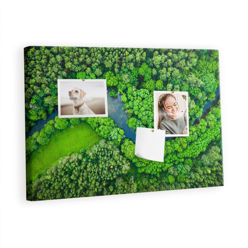 Tablica Korkowa Do Biura Pokoju Tulup 60x40 cm Rzeka w lesie Pinezki metaliczne 1 kpl
