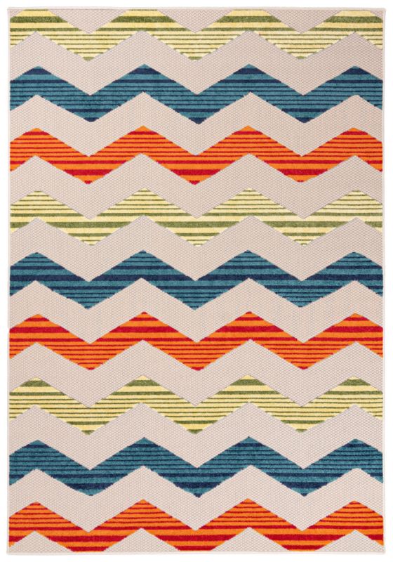 Dywan Zewnętrzny / Wewnętrzny Płaskotkany Aventura EC92A prostokąt Mazovia 80x 150 cm kolorowy motyw chevron,geometryczny 1 szt.