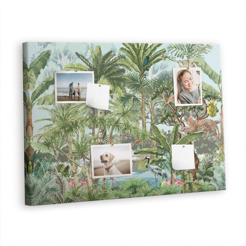 Organizer Ścienny Tablica Korkowa Na Płótnie Tulup 100x70 cm Natura dżungla przyroda Pinezki drewniane 1 kpl