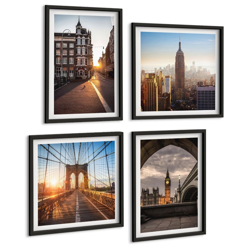 Galeria 4 Obrazów ArtPrintCave (2x50x50+2x40x60cm) Czarna rama Zestaw obrazów Londyn widok 1 kpl.