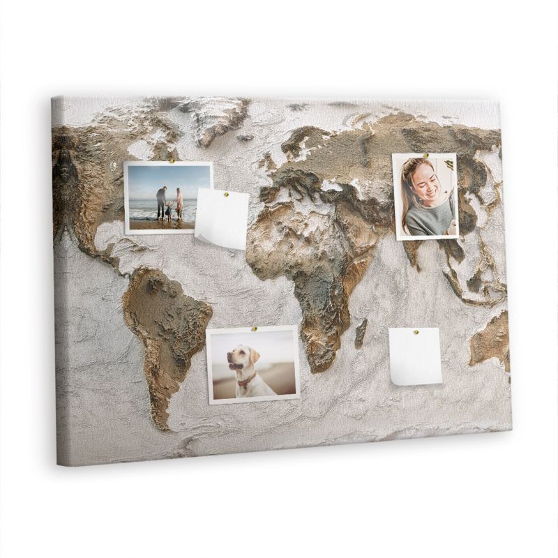 Tablica Korkowa Z Pinezkami Tulup 100x70 cm Archiwalna mapa świata Organizer ścienny Pinezki metaliczne 1 kpl
