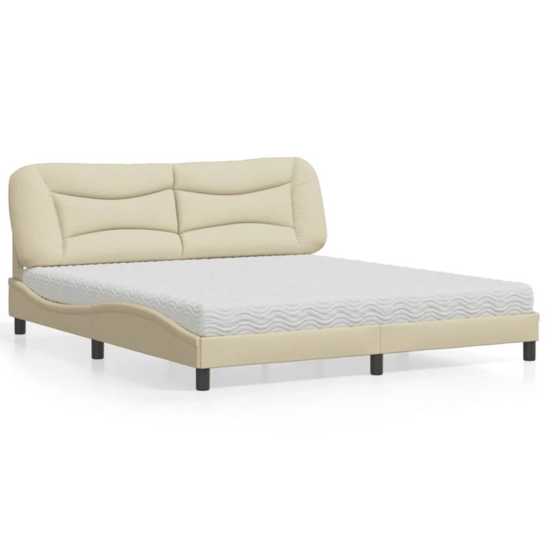 Łóżko z materacem kremowe tkanina WaszeMeble 180x200 WM-3208553 1 szt.