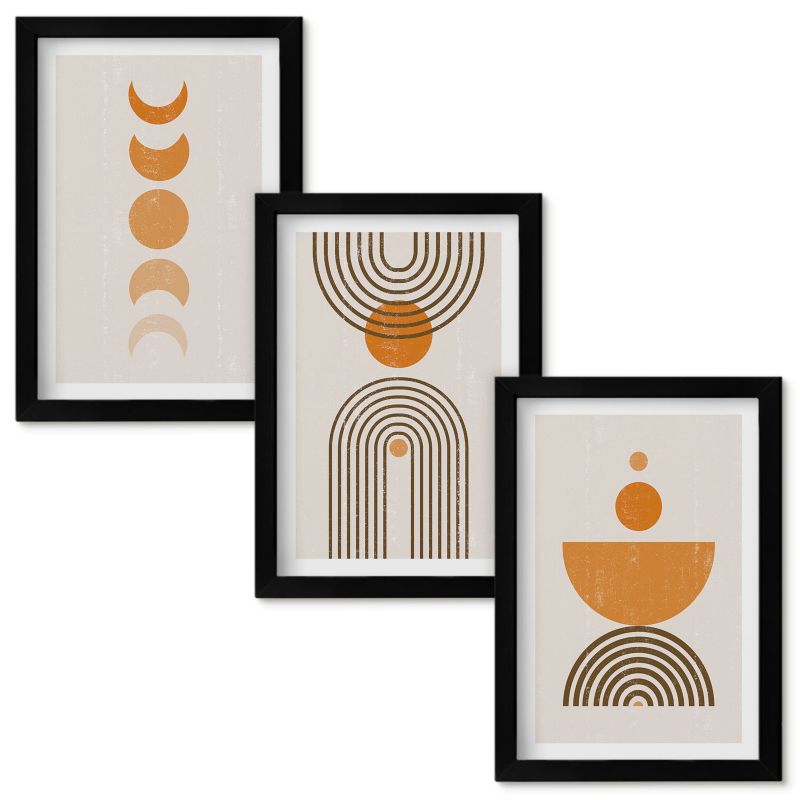 Obrazy do Salonu Wallfluent Boho minimalistyczne dekoracje Czarna rama 20x30cm 3 szt.