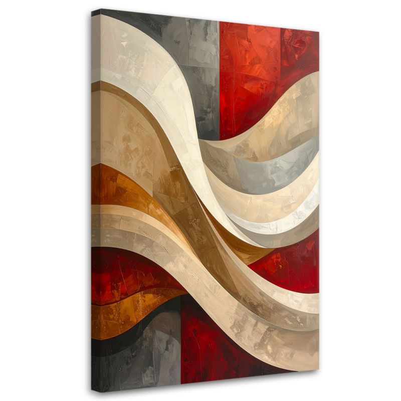 Obraz do salonu sypialni biura loftu Feeby Abstrakcja linie tekstury beżowy czerwony 60x90cm 1szt