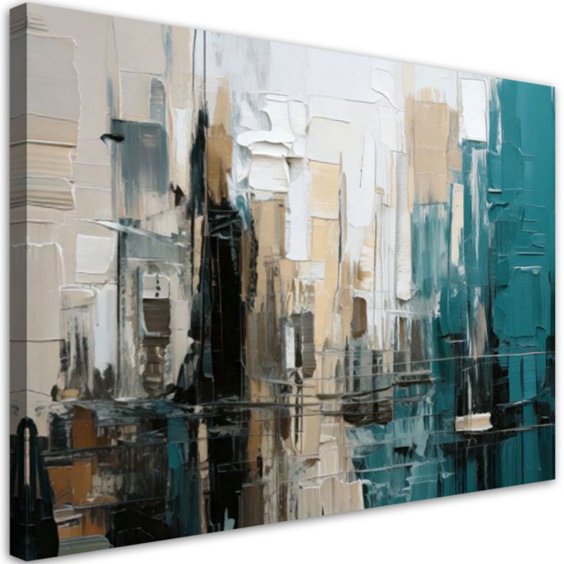 Obraz do salonu nowoczesny Feeby Miasto abstrakcja turkusowy beżowy 60x40cm 1szt