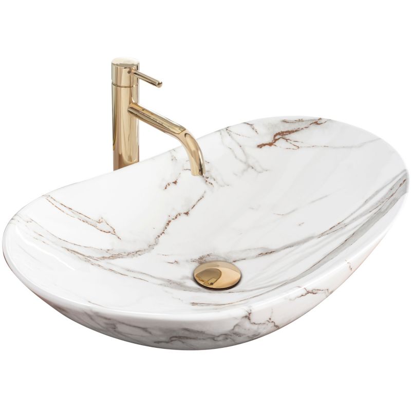Umywalka Nablatowa Rea Royal Shiny Aiax Owalna Biały 62X36X16Cm 1 Szt