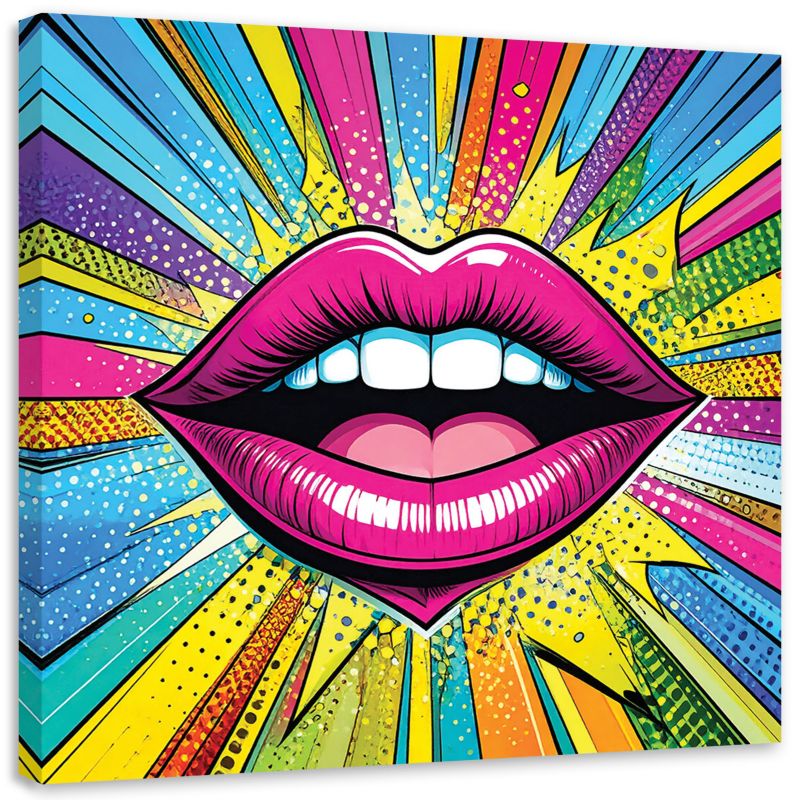 Obraz do salonu sypialni kuchni biura Feeby Czerwone usta w stylu pop 60x60cm 1szt
