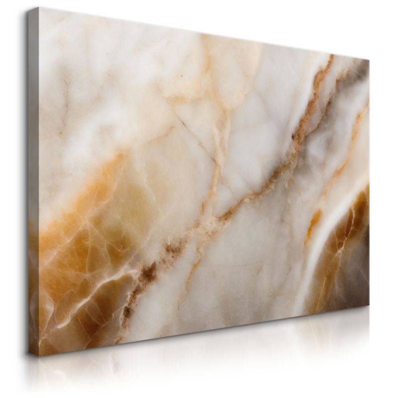 Obraz Muralo Do Sypialni Beżowy Marmur Styl Glamour Abstrakcja 90x60 cm 1 szt.
