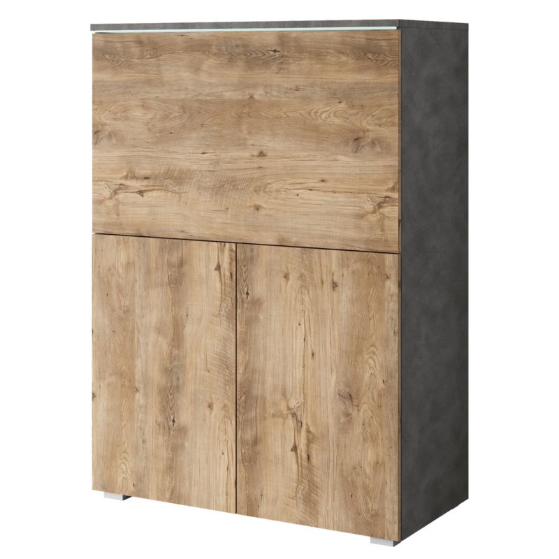 Szafka z funkcją biurka MINIO go for it VEVE OFFICE 90 z oświetleniem LED, matera / kasztan wrocławski 1 szt.