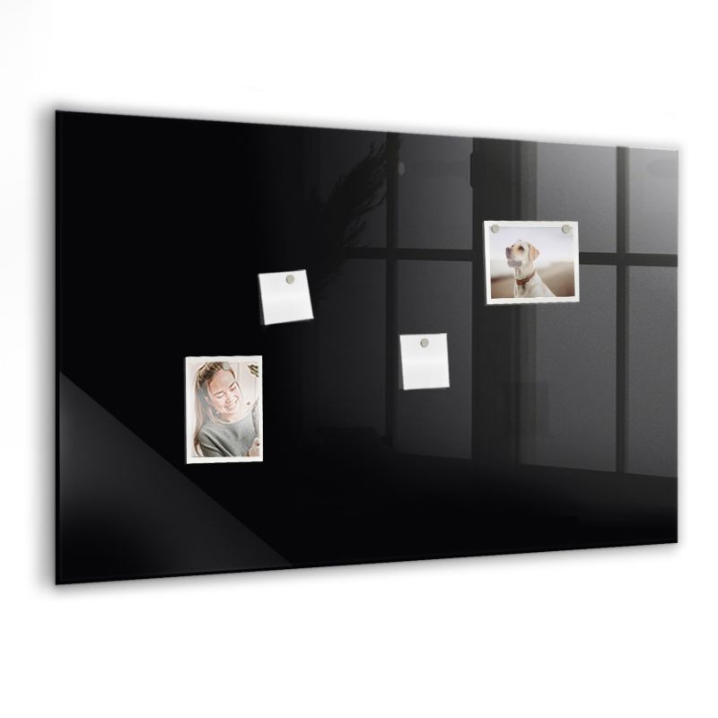 Szklana Tablica Magnetyczna Wallfluent 90x60 cm Gładkie czarne tło 1 szt.