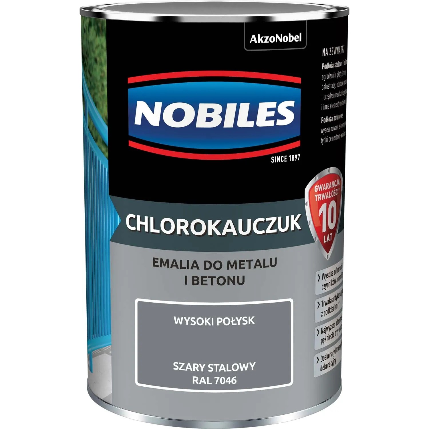 Emalia Nobiles Chlorokauczuk szary stalowy 900 ml
