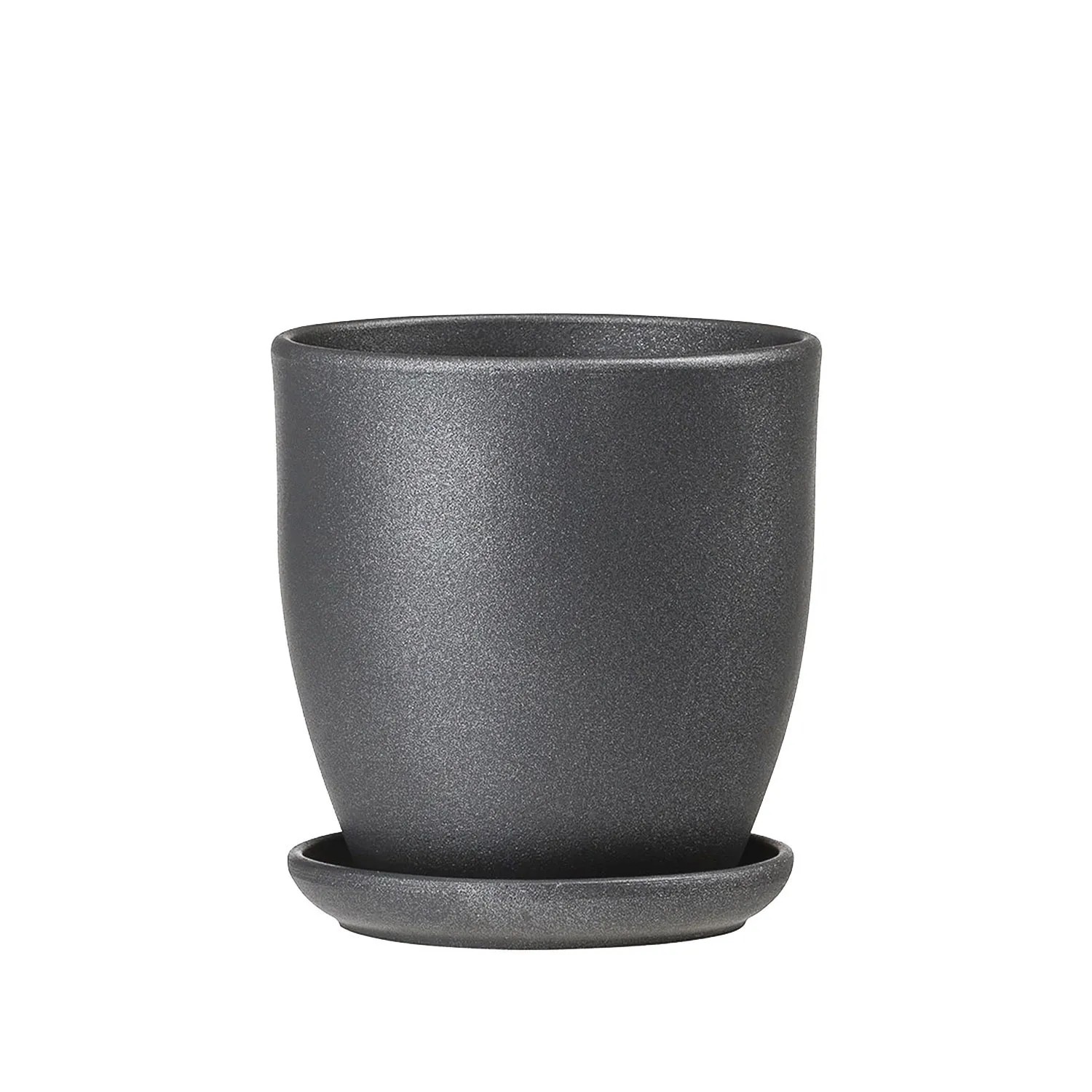 Doniczka z podstawką wysoka grafit - 24,5 cm