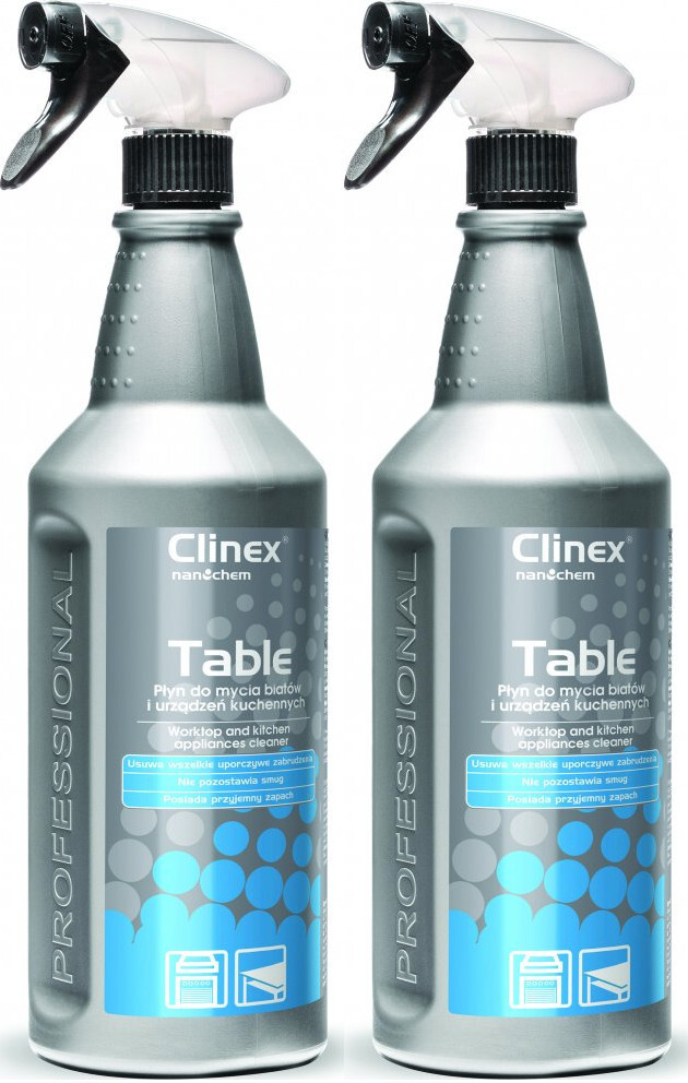 2x Płyn do mycia blatów i urządzeń kuchennych Clinex Table, z rozpylaczem, 1l