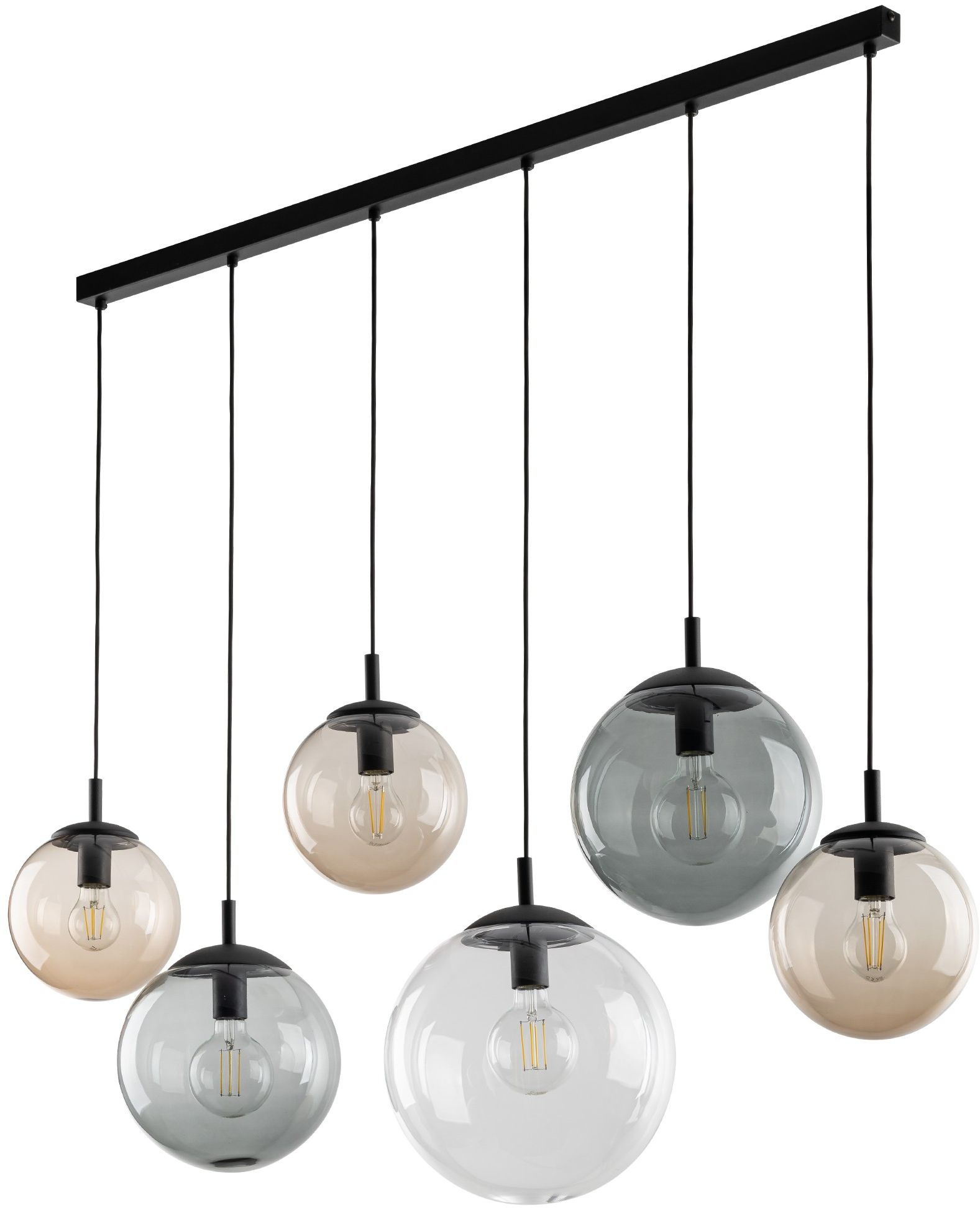 TK Lighting Esme lampa wisząca 6x15W czarny/mix kolorów 4797
