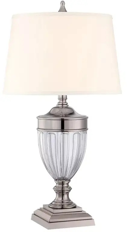 Elstead Lighting Dennison lampa stołowa 1x60 W polerowany nikiel-kremowa QZ-DENNISON-PN