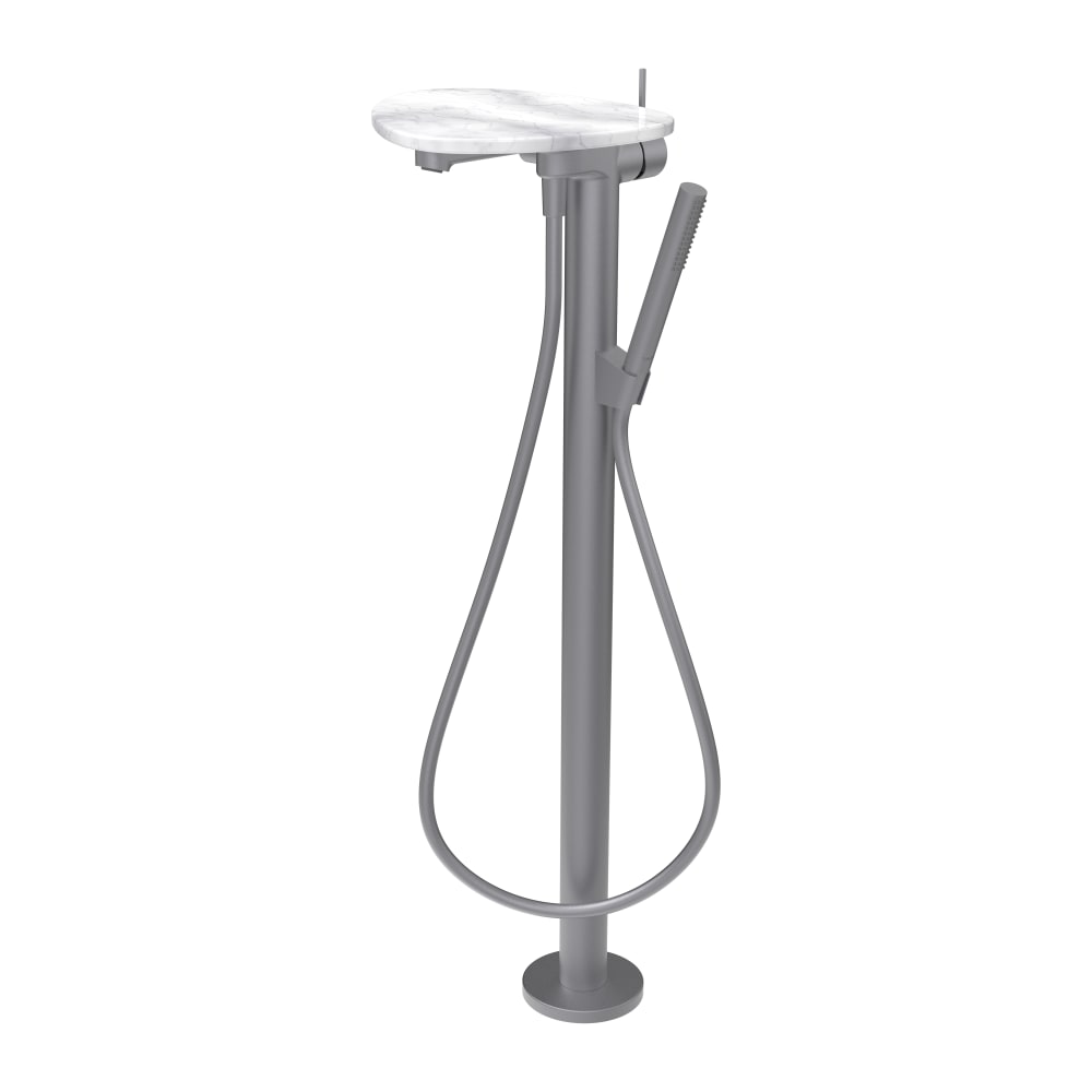 Laufen Ada bateria wannowo-prysznicowa wolnostojąca stal nierdzewna/biały marmur HF506781505060