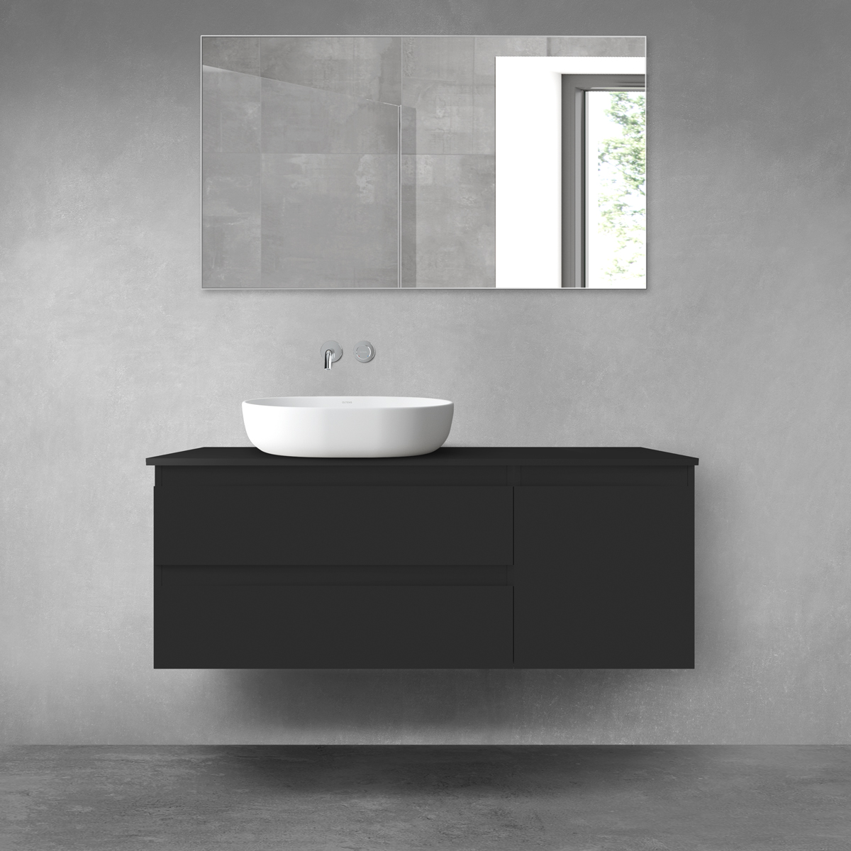 Oltens Vernal zestaw mebli łazienkowych 120 cm z blatem czarny mat 68209300 - Wysyłka w 24h