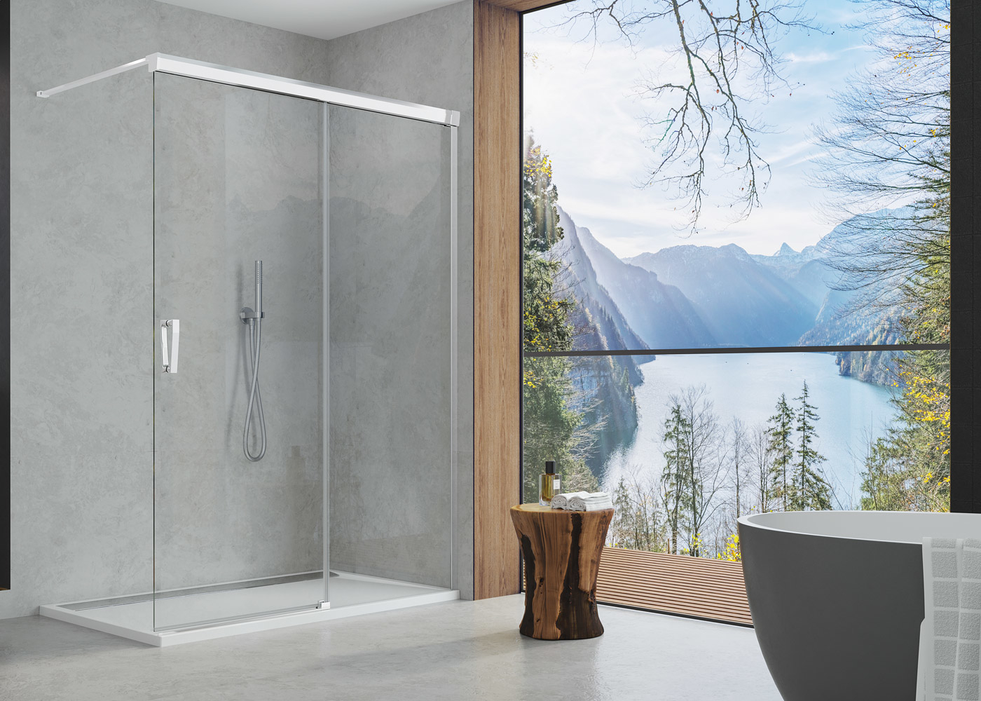 Ronal Cadura Walk-In ścianka prysznicowa 120 cm z elementem przesuwnym prawa srebrny połysk/szkło przezroczyste CAW2D1205007