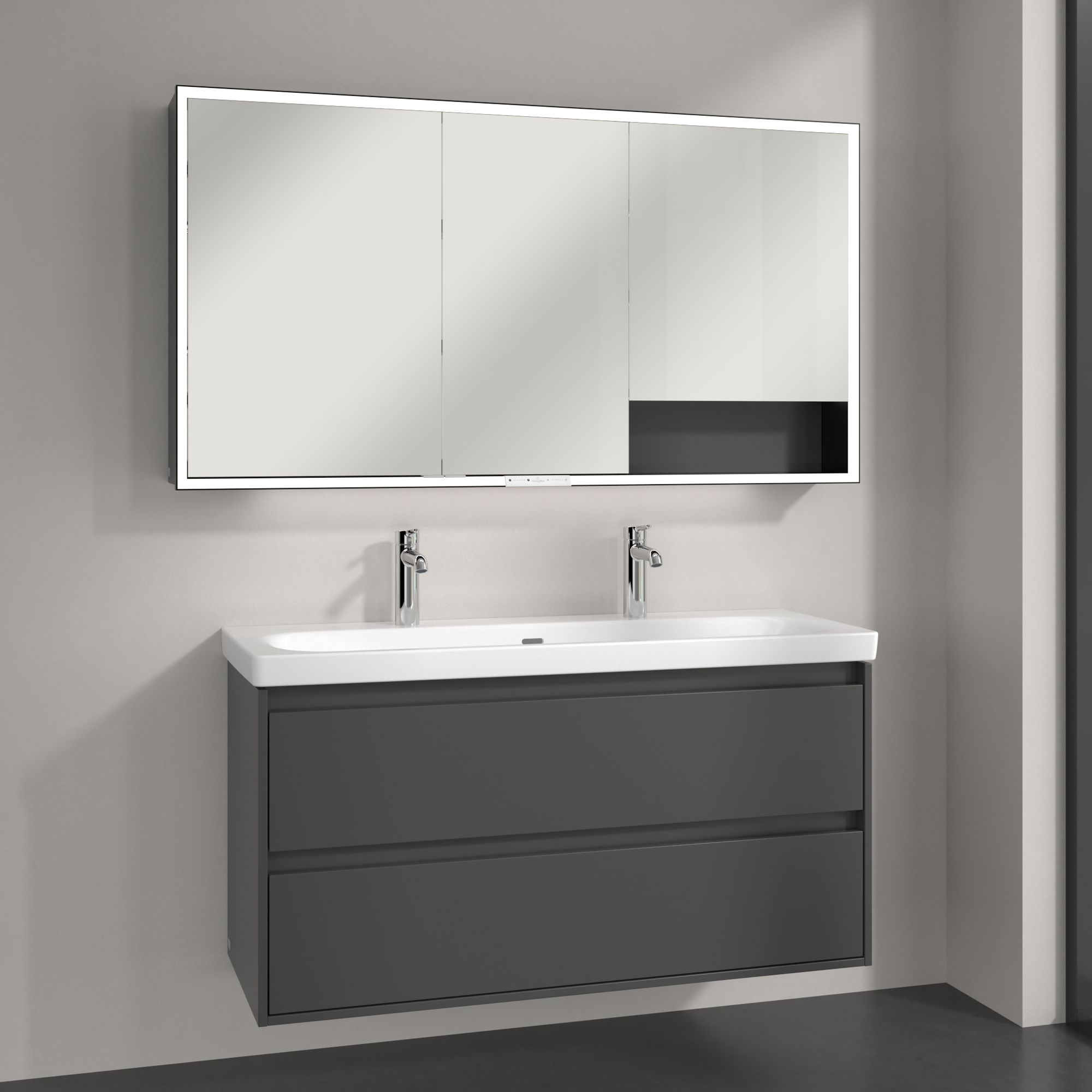 Villeroy & Boch My View+ szafka 140x16,8x75 cm z lustrem Graphite/czarny B48114VR