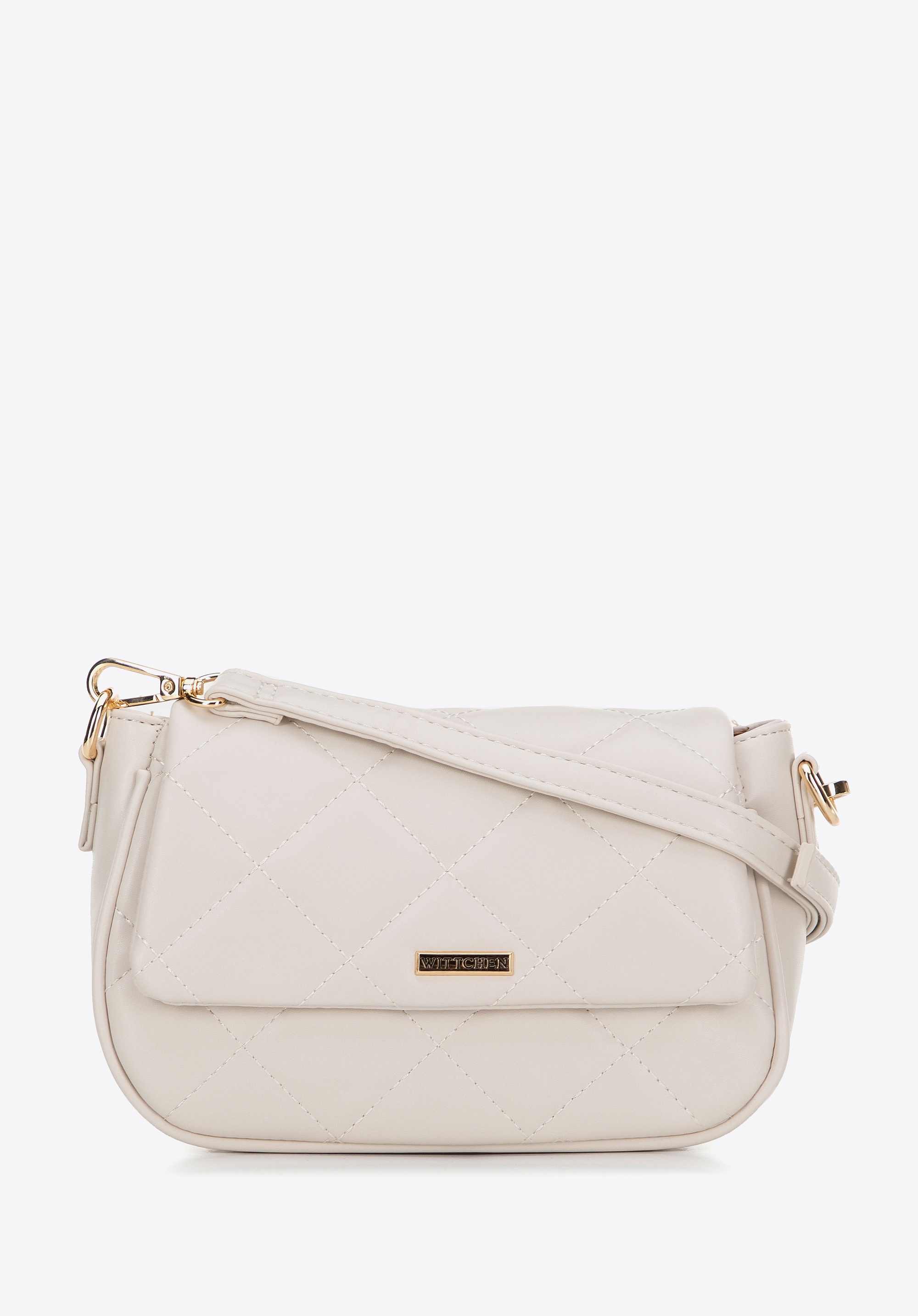 Dodatkowe rabaty - Damska crossbody z ekoskóry w przeszycia kremowa